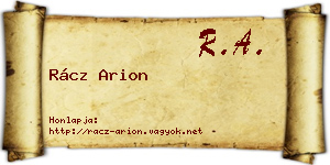Rácz Arion névjegykártya